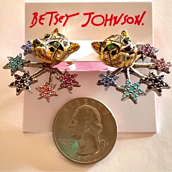 New Betsey Johnson multicolored HEAVENLY CREATURES front/back earrings - Picture 9 of 12
